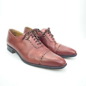 Romano Martegani Boutique Line Burgundy Brown Oxford Lace Leather Mens 8.5 Shoes